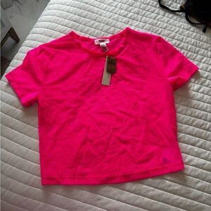 Bright neon mesh Pink Short Sleeve Top